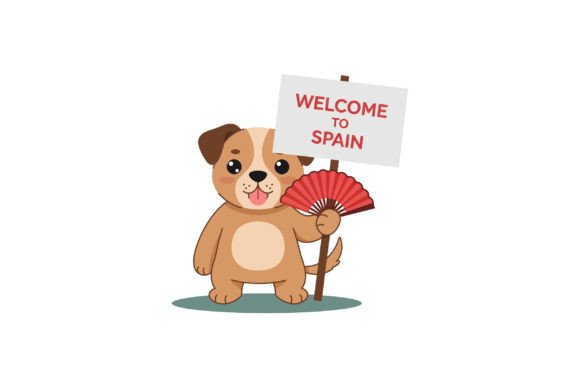 Cute Dog Holding a Sign That Says Welcome