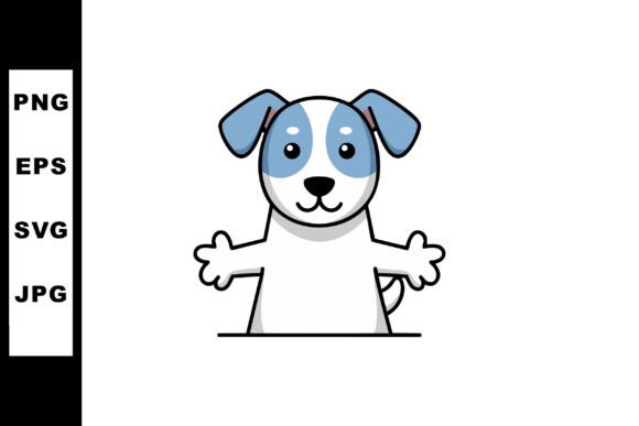 Cute White Dog with Blue Spots Cartoon C