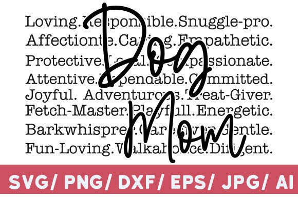 Dog Mom Words Svg Png for Embroidery Projects