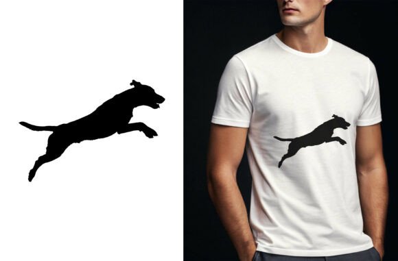 Dog Silhouette Jumping Action Pose