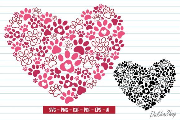 Dog Valentine SVG Paw Heart Design Review