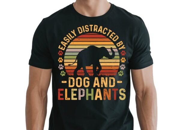 Easily Distracted by Dog and Elephant Embroidery