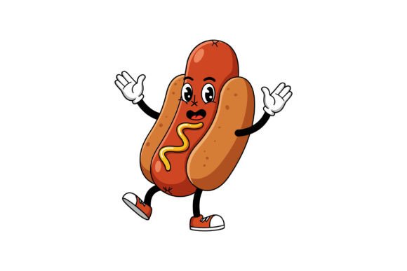 Happy Cartoon Hot Dog Character in Flat Review