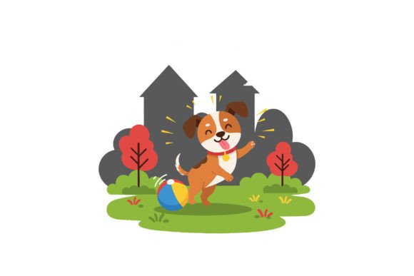 Happy Dog Playing with a Ball in a Color Review