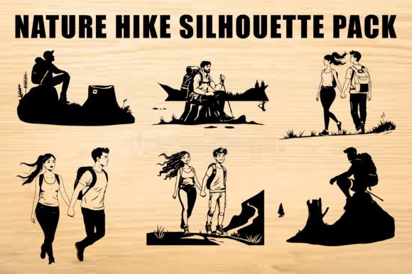 Hiking Vector Set Silhouette Review
