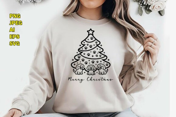 Merry Christmas Dog Paw Tree PNG Review