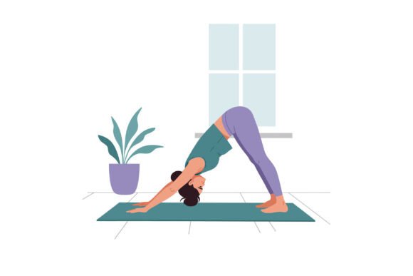 Woman Practicing Downward Dog Yoga Pose
