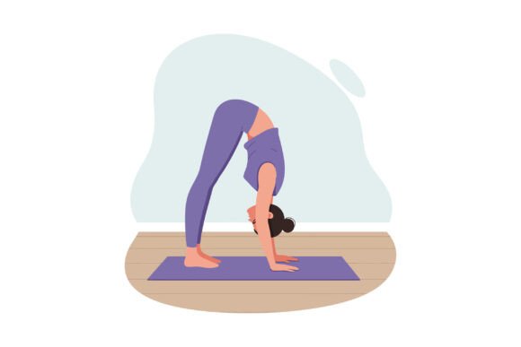 Woman Practicing Yoga in Downward Dog
